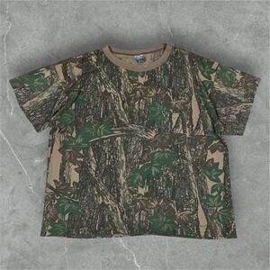 Vintage 90s Tree Camo Pocket T Shirt Size 2XL Single Stitch Made in USA Boxy Fit